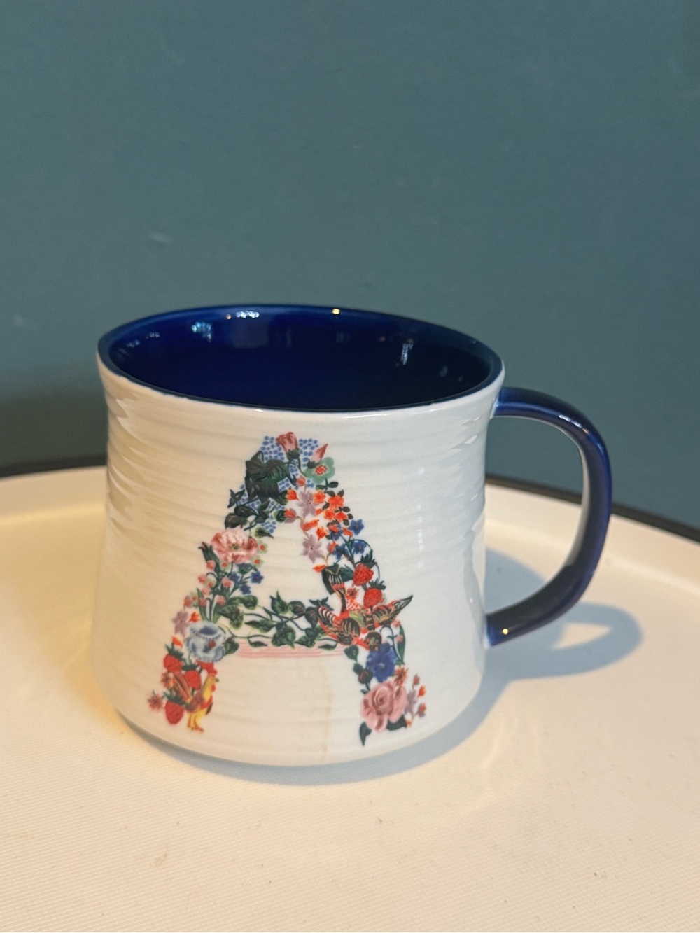 Anthropologie Nathalie Lete Bouquet Monogram “A” Initial Mug